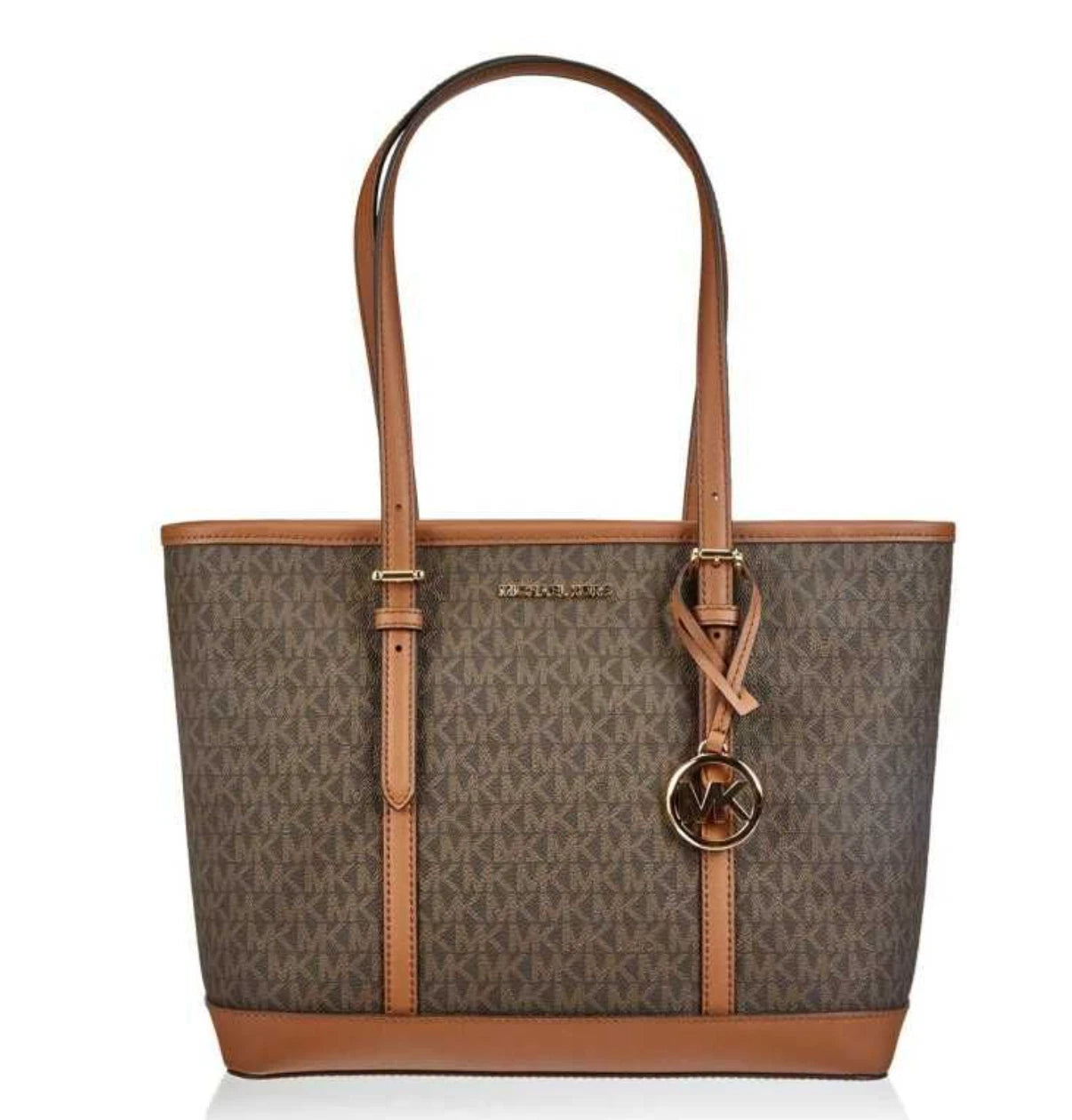 Michael Kors Jet Set Travel Small Logo Top-Zip Tote Bag 35S0GTVT1V Brown
